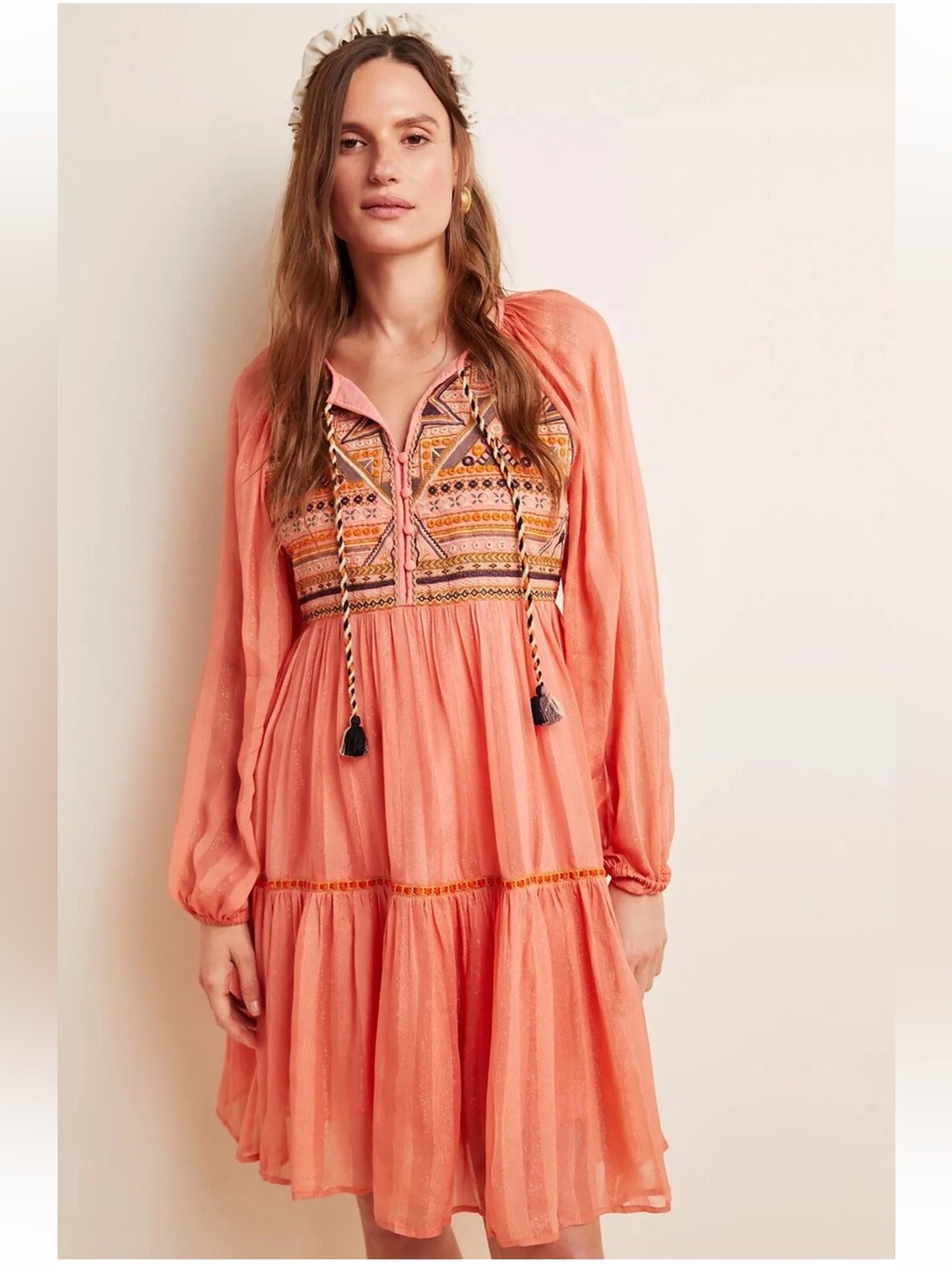 Anthropology Bl^NK London Norah Tiered Embroidered Mini Dress